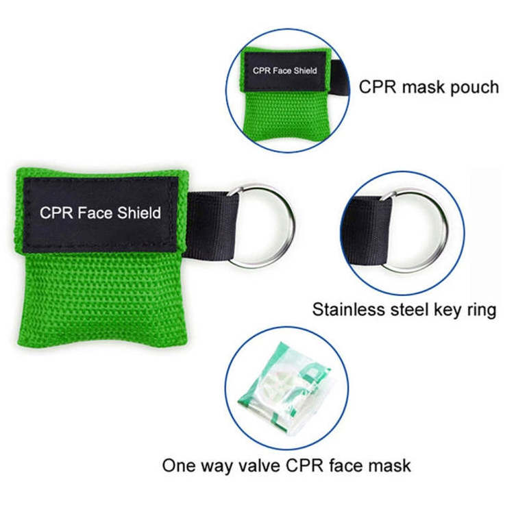 1PC CPR Disposable Emergency Face Shield Cover Resuscitator Mask Keychain Ring Breathing Valve Mask for First Aid & CPR Training