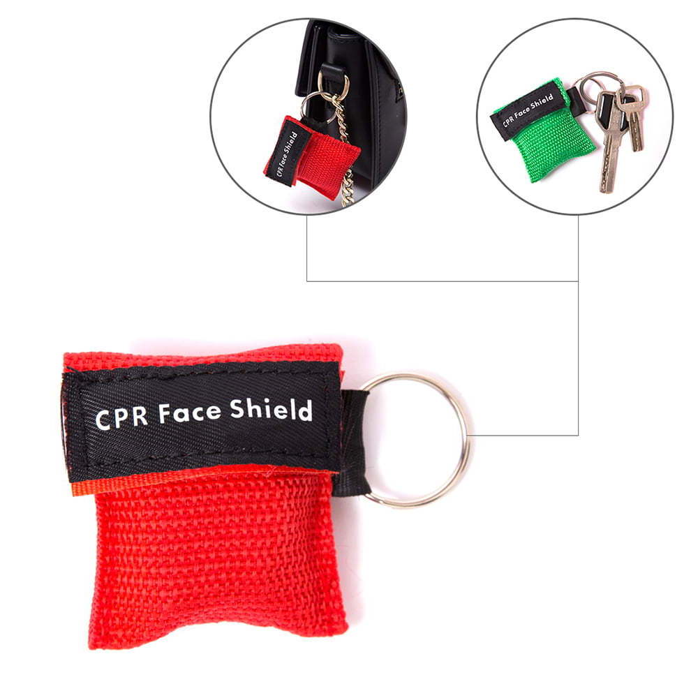 1PC CPR Disposable Emergency Face Shield Cover Resuscitator Mask Keychain Ring Breathing Valve Mask for First Aid & CPR Training