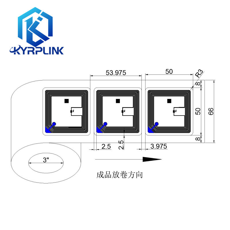 Kyrplink ISO15693 50x50mm HF RFID library label NFC tag 13.56MHz sticker for library book management