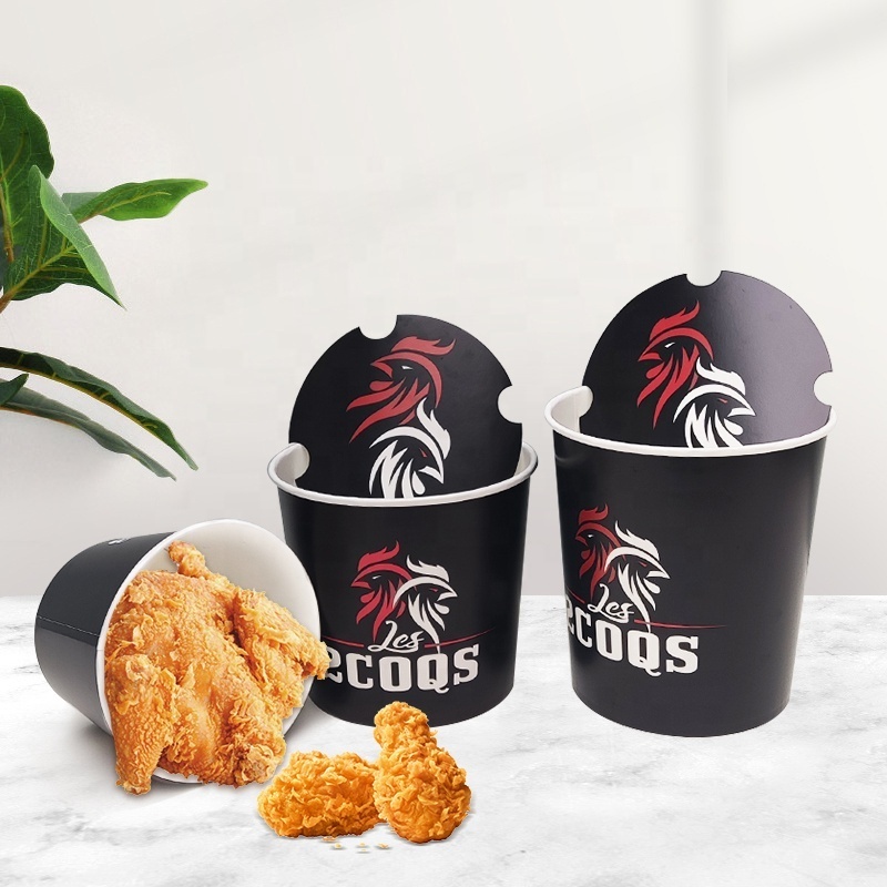 Disposable Paper Food Packaging Take Away Paper Fried Chicken Wings Buckets With Lid