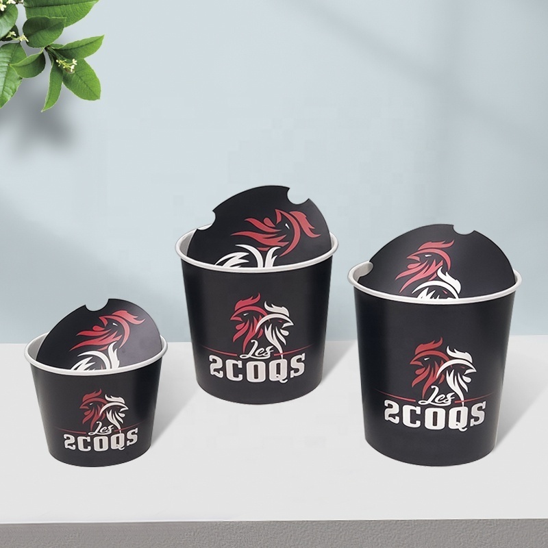 Disposable Paper Food Packaging Take Away Paper Fried Chicken Wings Buckets With Lid