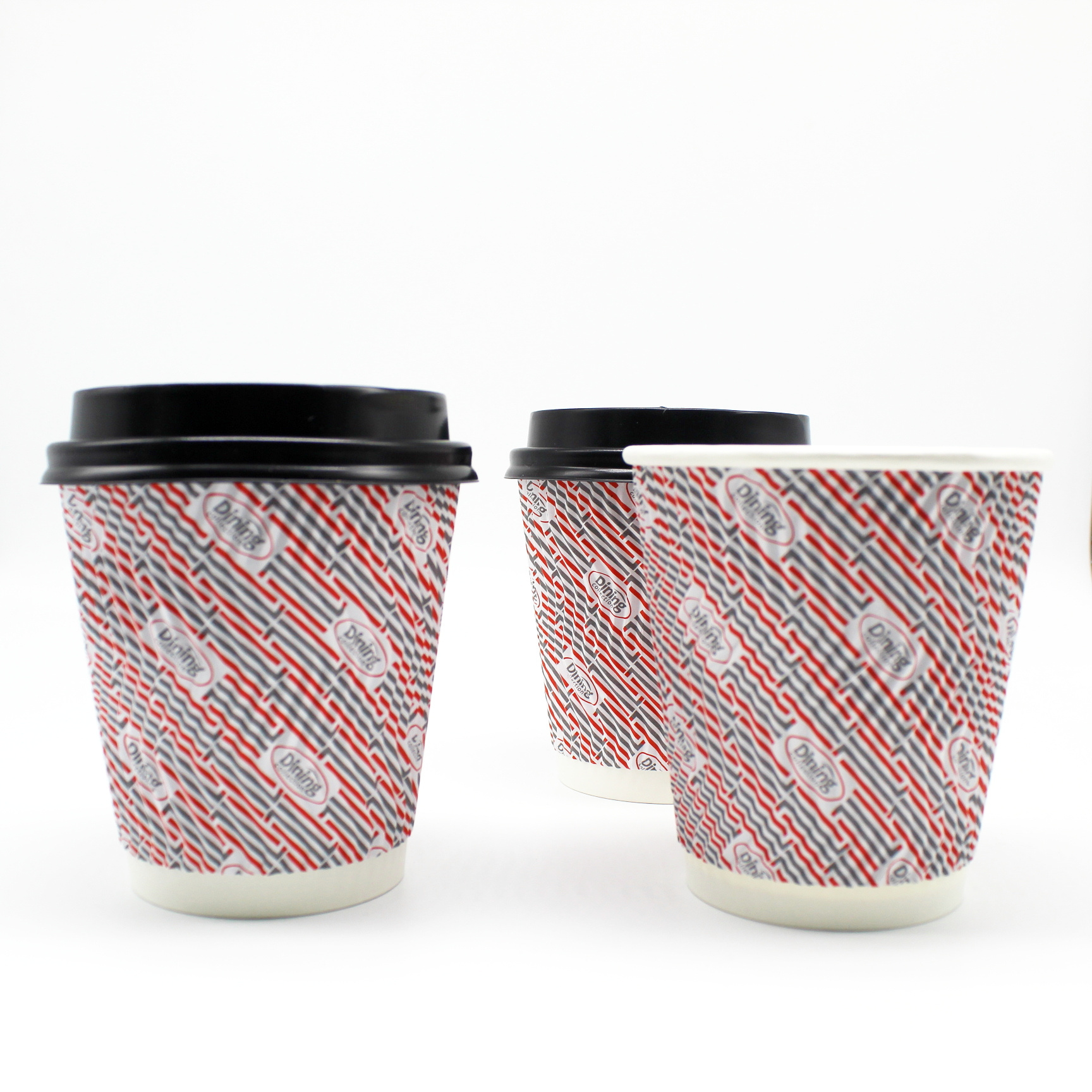 Custom printed coffee cups take away ripple wall red black coffee cup disposable degradable 12 oz paper hot coffee cups