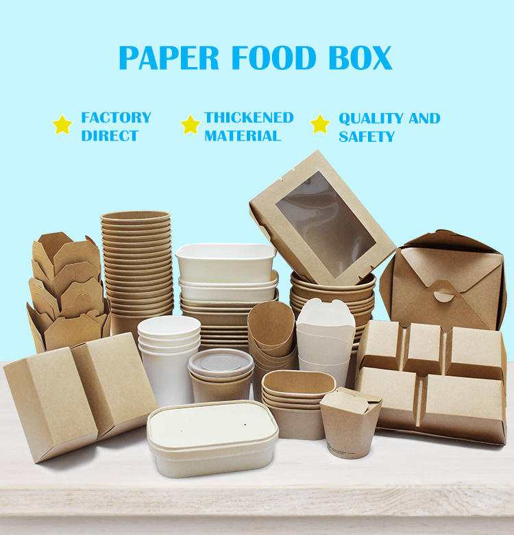 Disposable Degradable Salad Paper Bowls With Plastic Lids Customized Print Paper Salad Bowl Various Kraft Paper Bowl