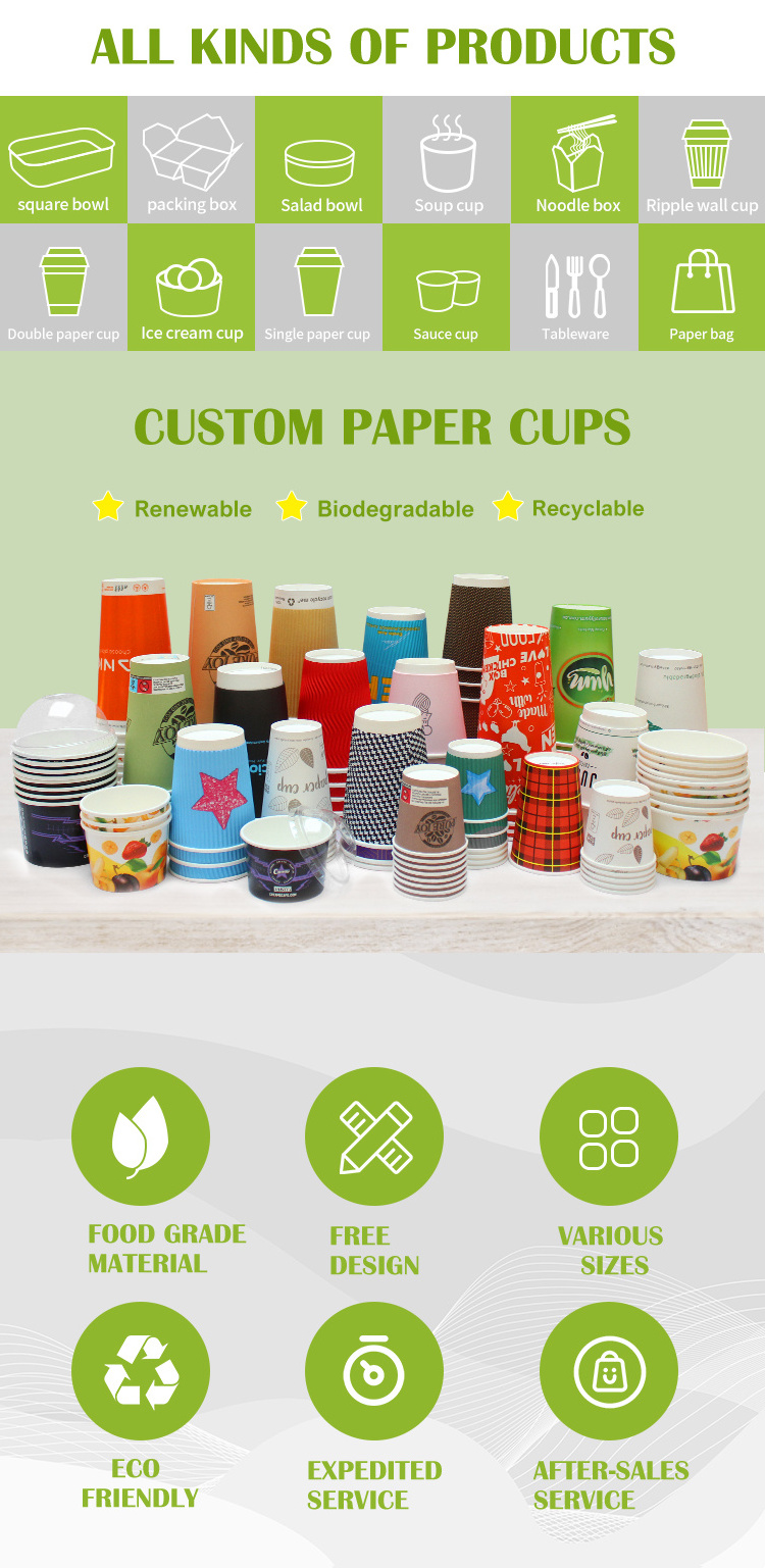 8 OZ Disposable PLA Coated Food Grade Biodegradable Hot Drink Eco Friendly Corrugated Ripple Wall Paper Coffee Cup With Lid