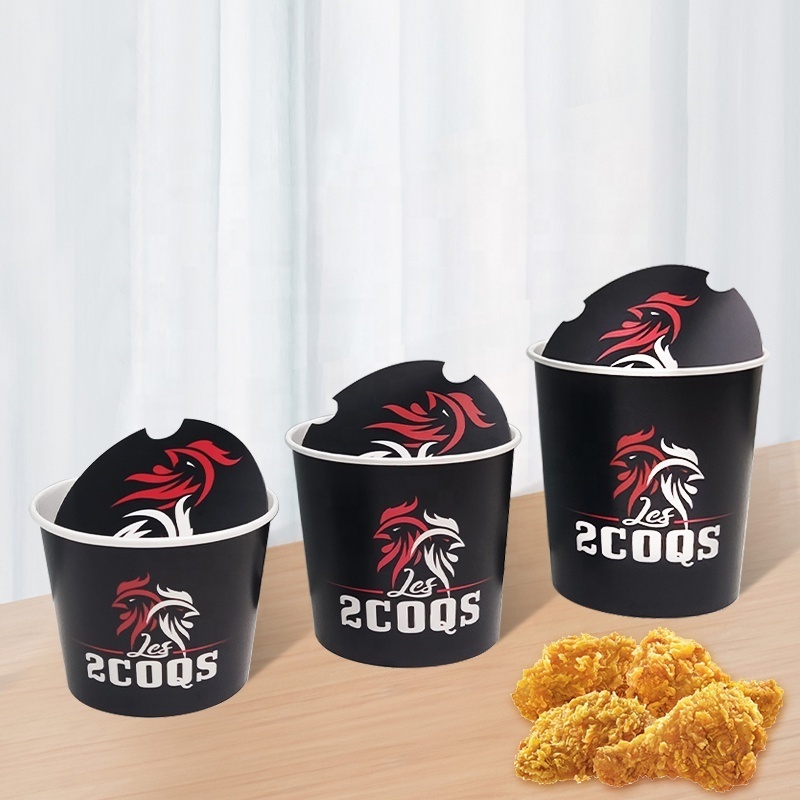 Disposable Paper Food Packaging Take Away Paper Fried Chicken Wings Buckets With Lid