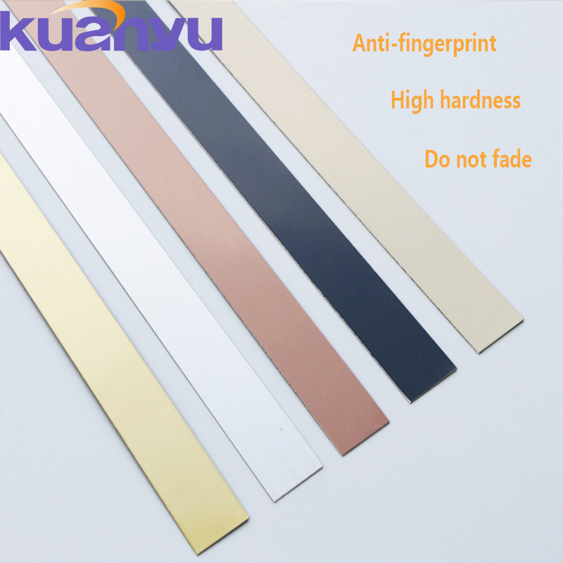 kuanyu factory custom factories golden stainless steel flat strip Thin Decorative Metal Strips for wall floor decor