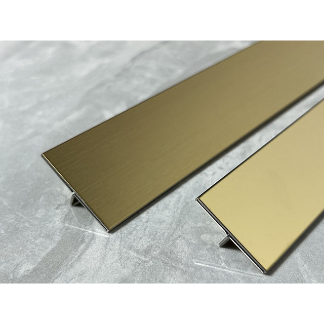 foshan factory stainless steel profiles decorative metal t trim strip t profile gold mirror stainless steel For Building Wall