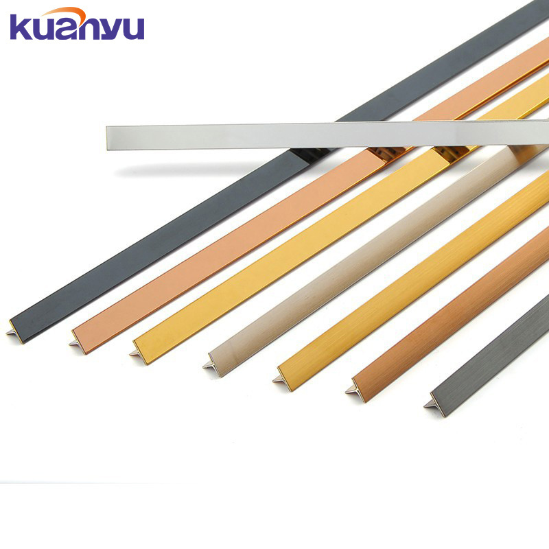 Customized T Shape Trim Tile Gold 8K Mirror Decorative Metal Stainless Steel Strip Metal For Edging