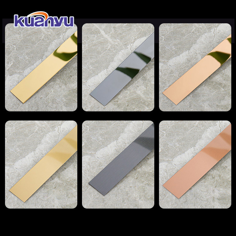 OEM&ODM Furniture Tile Trim Stainless Steel Mirror Flat Strip Profile Gold Custom Metal strip