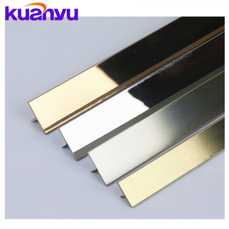 Customized T Shape Trim Tile Gold 8K Mirror Decorative Metal Stainless Steel Strip Metal For Edging