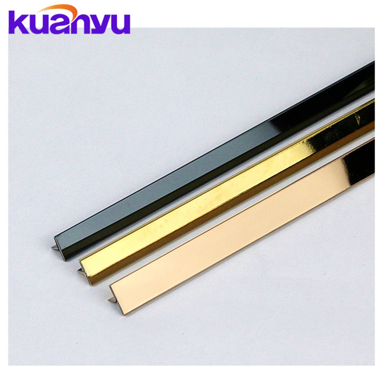 Customized T Shape Trim Tile Gold 8K Mirror Decorative Metal Stainless Steel Strip Metal For Edging