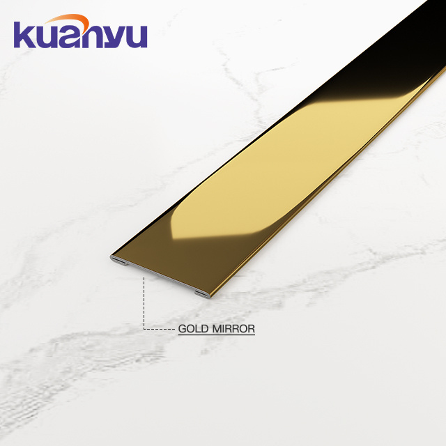 Flat Golden Mirror Rose Stainless Steel Decorative Metal Metallic Strip Decor Profile Edge Tile Trim for wall decoration