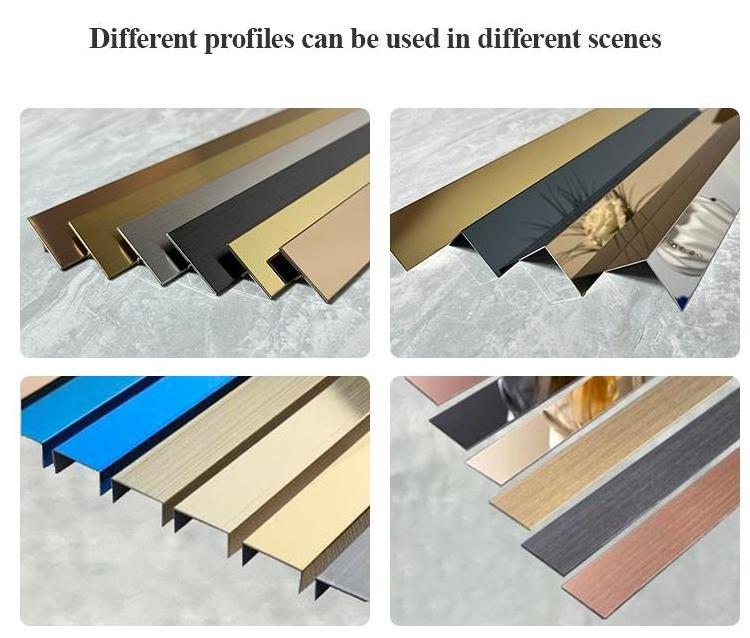 OEM&ODM Furniture Tile Trim Stainless Steel Mirror Flat Strip Profile Gold Custom Metal strip