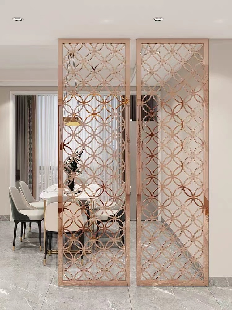 foshan Decorative Modern Screen  Classic Room Partition Stainless Steel Gold Room Divider Dining Room Divider