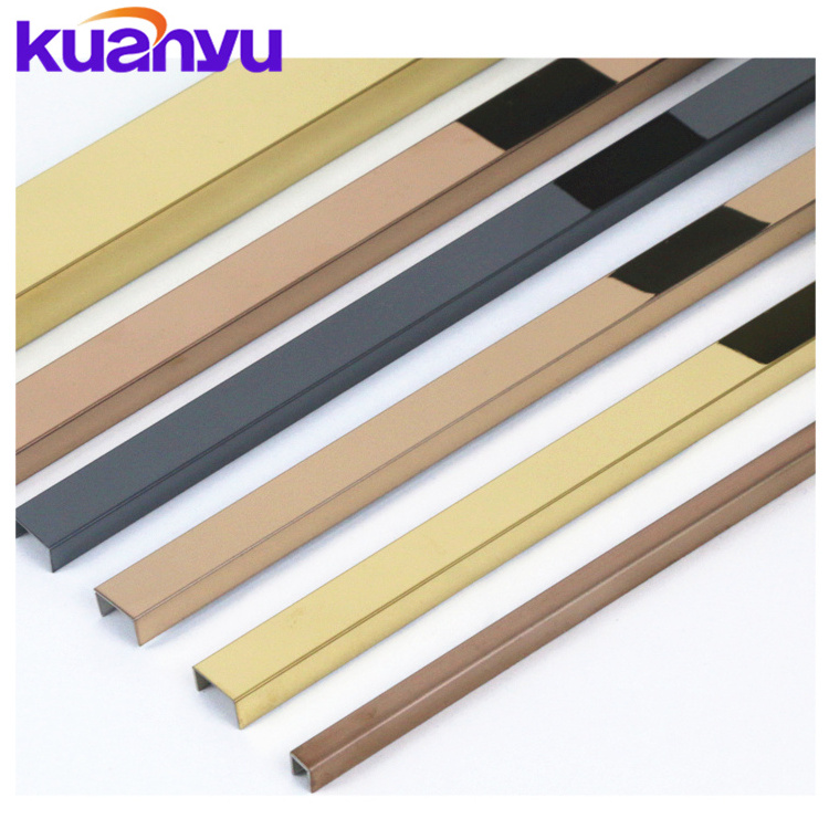 sus304 Wall SS Skirting Profile Hairline Decorative Metal Profile Stainless Steel Skirting Board