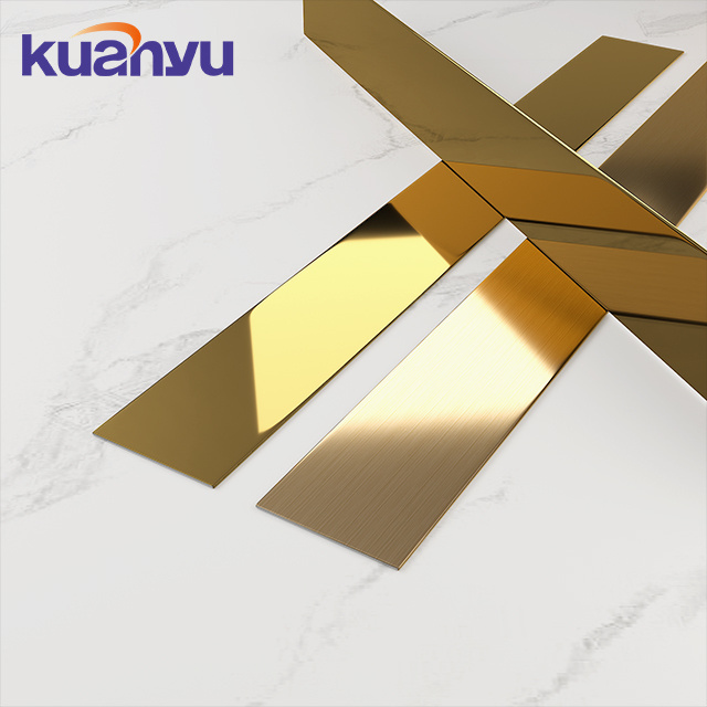 Flexible Flat Metal Strips decorative Stainless Steel Flat Strips mirror gold finish flat metal stainless steel trim