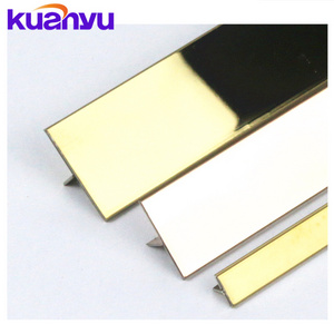 SS 201& 304 Stainless Steel T Shape Profile Brushed Gold Flexible Metal Edge Tile Trim Molding