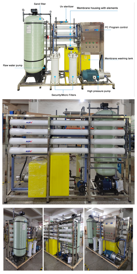 1000LPH seawater desalination unit water purifier on board ro water treatment plant salty water filtration