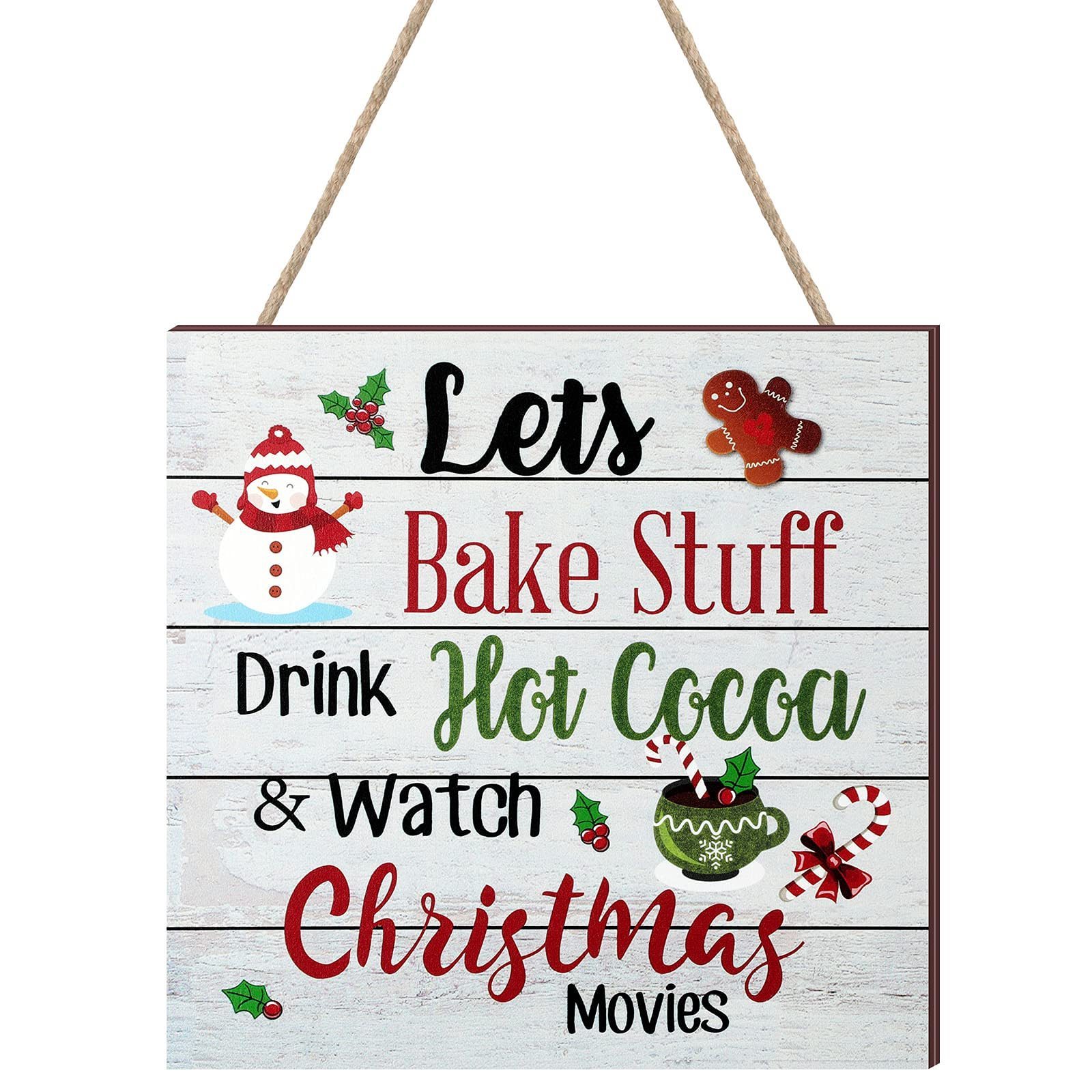 Christmas hanging wooden signs Christmas coffee wall decoration Holiday kitchen Home coffee party decoration