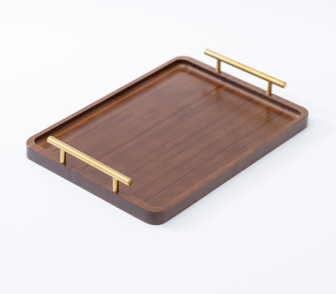 New hot Wooden service tray Bamboo pallet set bamboo square service tray wooden handle tray for hotel