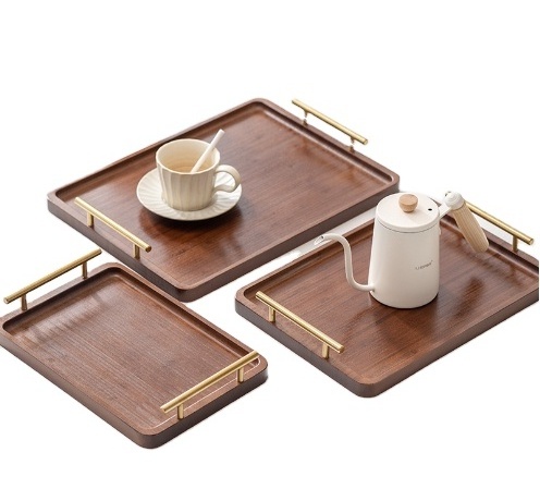 New hot Wooden service tray Bamboo pallet set bamboo square service tray wooden handle tray for hotel