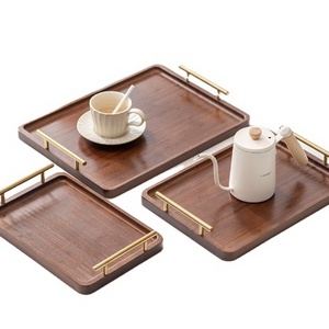 New hot Wooden service tray Bamboo pallet set bamboo square service tray wooden handle tray for hotel