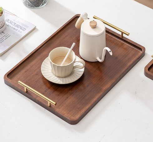 New hot Wooden service tray Bamboo pallet set bamboo square service tray wooden handle tray for hotel