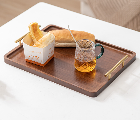 New hot Wooden service tray Bamboo pallet set bamboo square service tray wooden handle tray for hotel