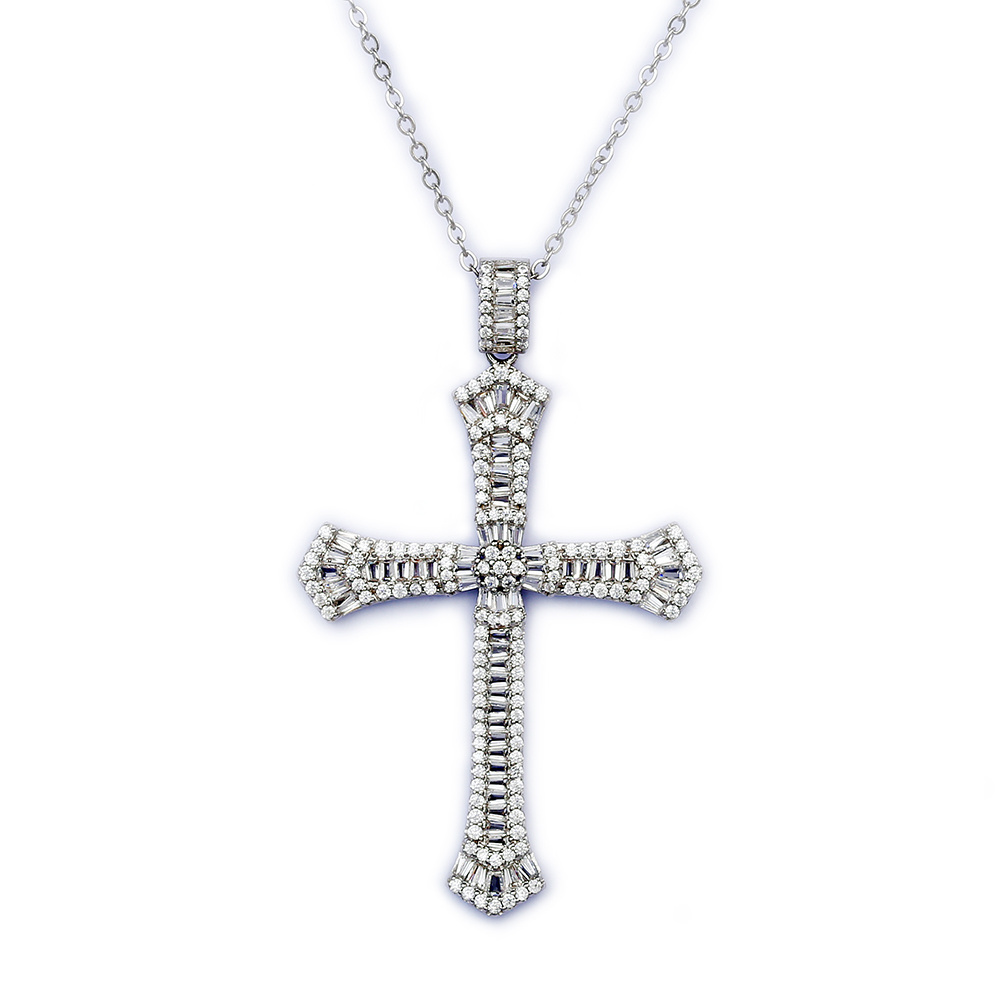 Fashion Jewelry 925 Sterling Silver Luxury Cross Pendant Necklace For Women Custom Women Gift