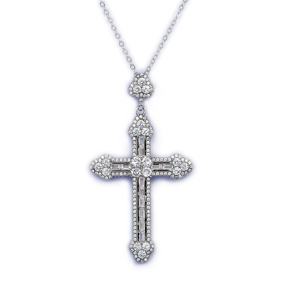 Fashion Jewelry 925 Sterling Silver Luxury Cross Pendant Necklace For Women Custom Women Gift