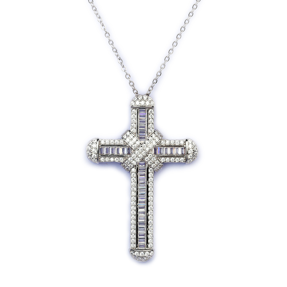 Fashion Jewelry 925 Sterling Silver Luxury Cross Pendant Necklace For Women Custom Women Gift