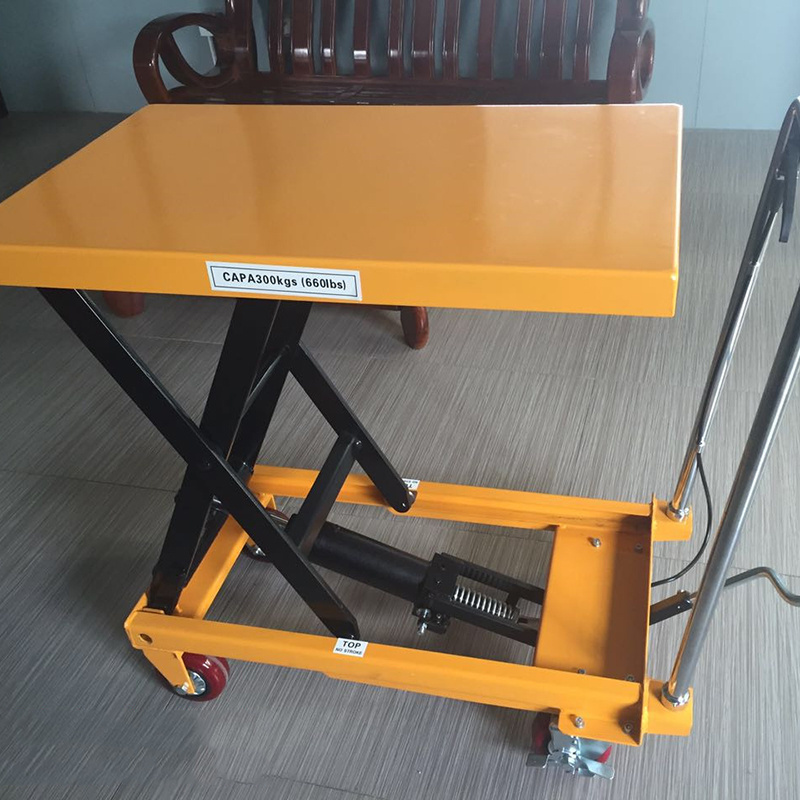 150kg 300kg 500kg manual Hydraulic scissor lifting table truck folded lifting platform