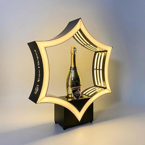 Hexagon Veuve Cliequot Champagne Bottle Presenter LED Wine Glorifier Neon Sign Display Rack VIP Service Bar Stand for Nightclub