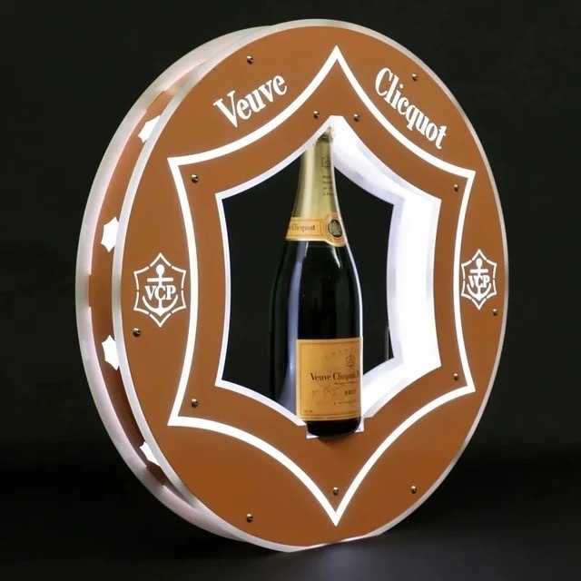 Hexagon Veuve Cliequot Champagne Bottle Presenter LED Wine Glorifier Neon Sign Display Rack VIP Service Bar Stand for Nightclub