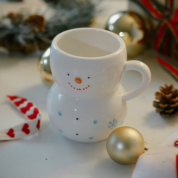 350ml Hand-painted Festive Cute Snowman Mug  Ceramic Christmas  Winter Mug for Adorable Gift Decoration