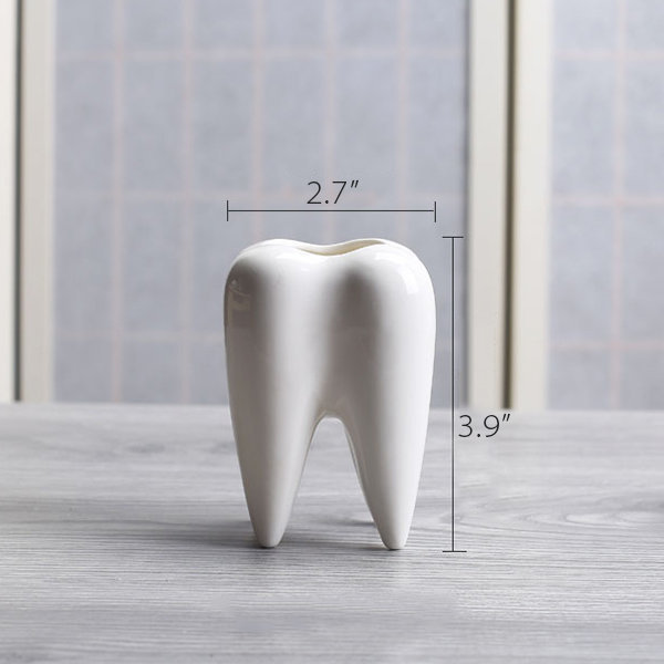 Ceramic Tooth Shape Succulent Cactus Planter Pot Modern Style Creative Pen Pencil Brush Holder for Desk Decoration