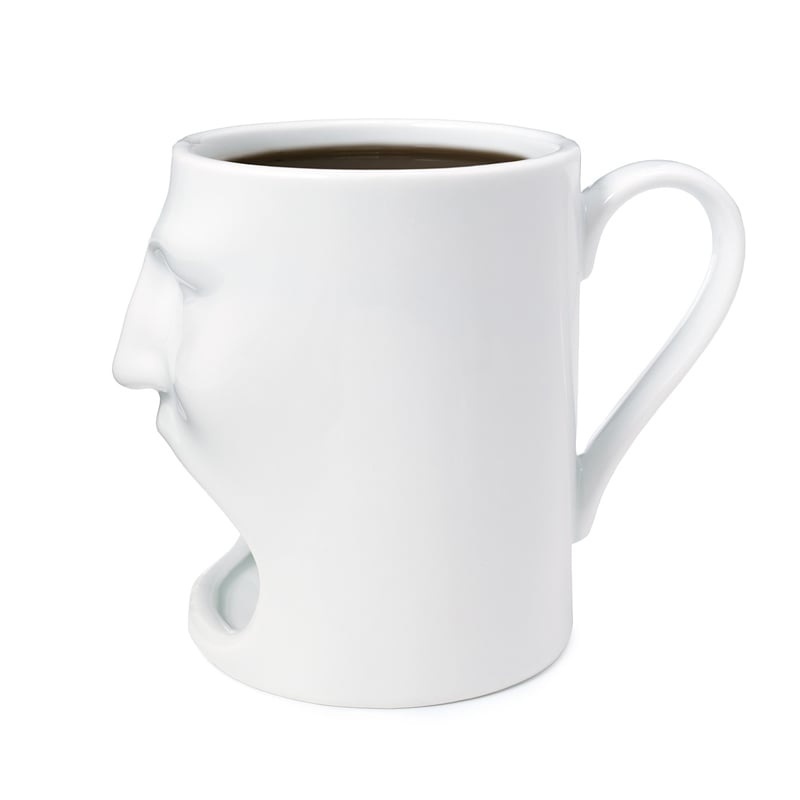 Face Coffee Mouth Mug with Cookie Holder or Tea Bag Holder Ceramic Tea Milk Cup Breakfast Drinking Mug Water Cup White