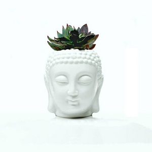 Forart Buddha Head Planter Ceramic Planter Face  Zen Succulent Plant Pot Pencil Pen Holder Brush Home Office Room Decor