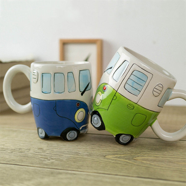 Creative Ceramic Coffee Cup Lovely Camper Van Retro Bus Mug Vintage Hipster Car Bus Tea Mug Cup Gifts For Kids Christmas