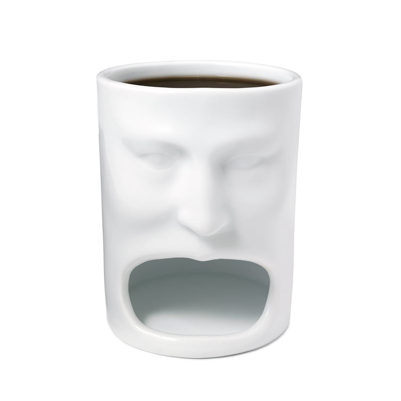 Face Coffee Mouth Mug with Cookie Holder or Tea Bag Holder Ceramic Tea Milk Cup Breakfast Drinking Mug Water Cup White