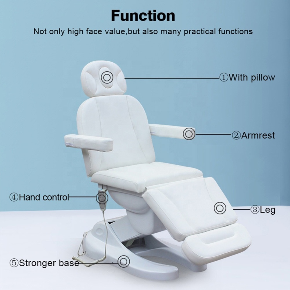 Reclining 4 Motor Salon Beauty Adjustable Height Hydraulic Portable Cheap Best Electric Treatment Massage Facial Bed Derma Chair