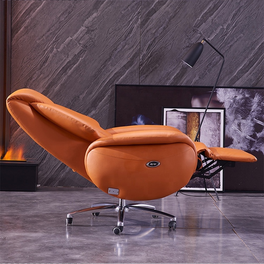 Modern Luxury Adjustable Recliner Swivel Manager Executive High Quality Ergonomic Real Genuine Leather Office Chair with Massage