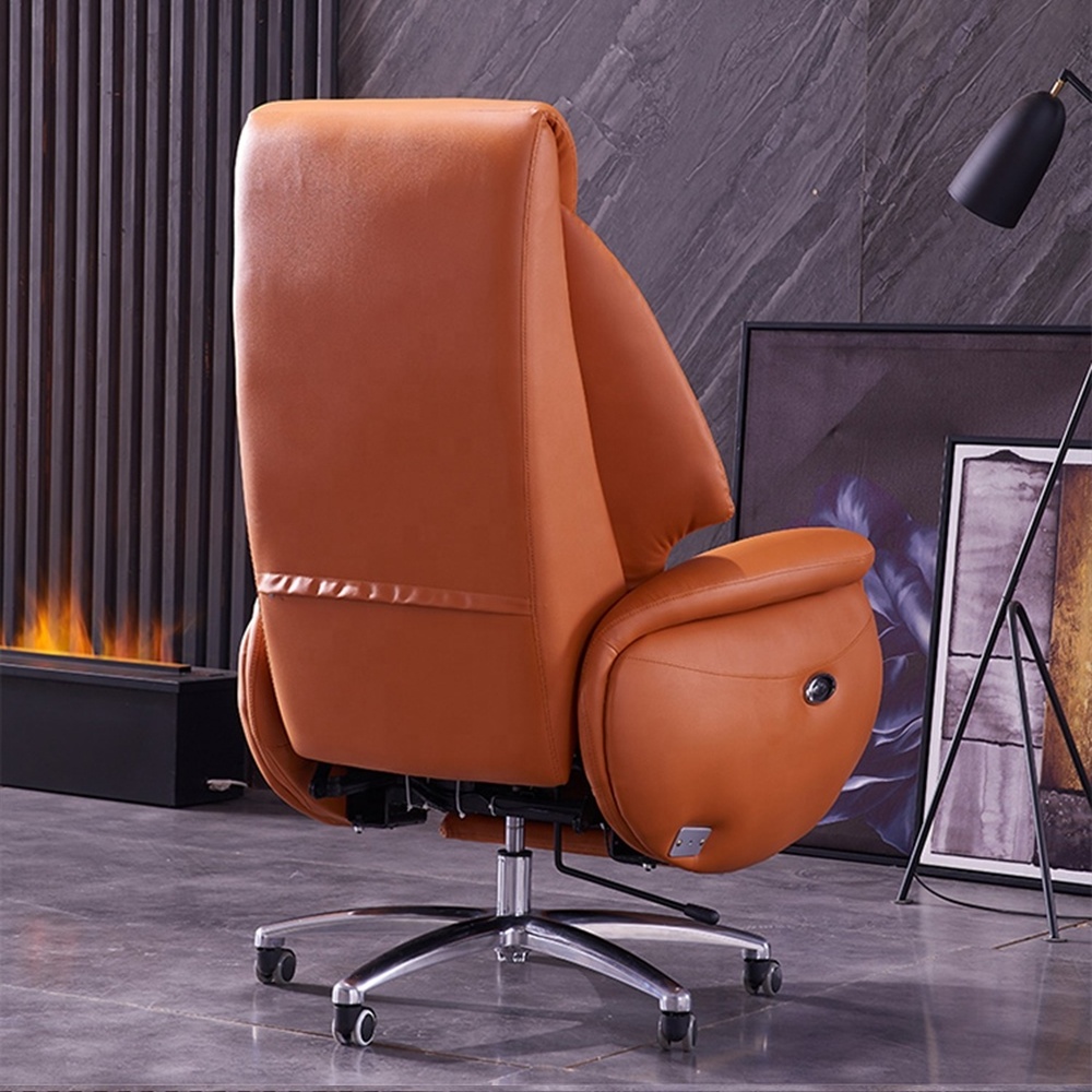 Modern Luxury Adjustable Recliner Swivel Manager Executive High Quality Ergonomic Real Genuine Leather Office Chair with Massage