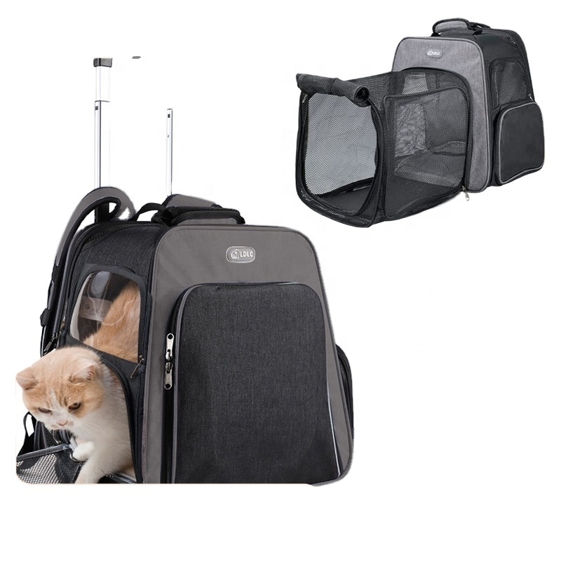 Dog Cat Travel  Stroller Front Carrier Case with Wheels Pet Trolley Bag Cat Carrier With Wheels