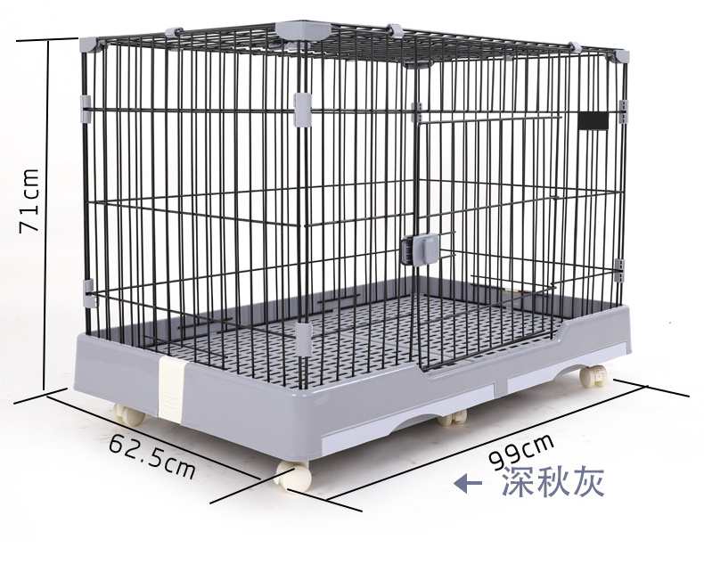 Hot Sale Dog Crate Kennel Double Bottom Trays Pet Cage with Wheels