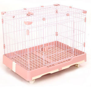 Hot Sale Dog Crate Kennel Double Bottom Trays Pet Cage with Wheels