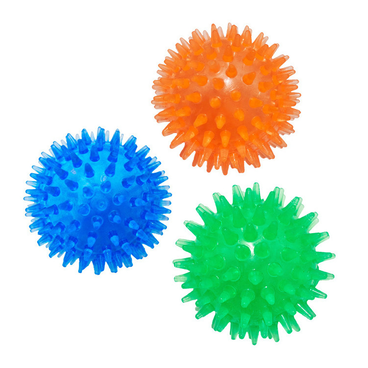 Wholesale multi-color pet toy training ball interact teeth cleaning TPR Pet squeak Toy Spike Ball