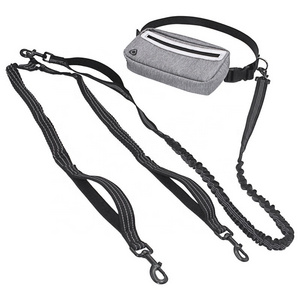 Hands Free Dog Leash for Running Walking Jogging Training Hiking Retractable Bungee Dog Running Waist Leash With Waist Bag