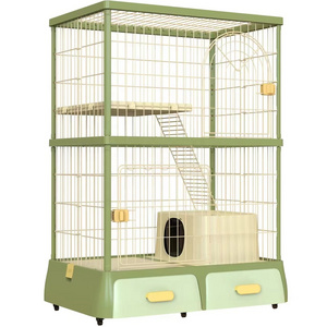 New Design Large 3-Tier Cat Cage For 1-3 Cats Family Colorful Style For High-end Market Playpen Box Kennel With Litter Box In