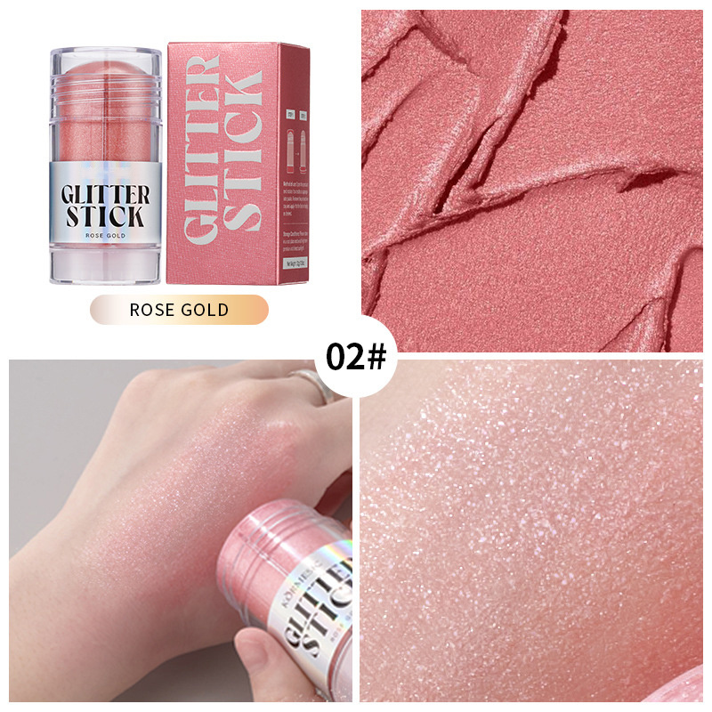 New Unique Non-sticky Long Wear Makeup Hydrating Glitter Body Glow Highlighter Solid Oil Glowing Skin Shimmer Highlighter Stick